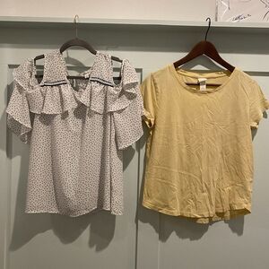 Bundle of Two Tops Women’s Small White Yellow Takara H&M Polka Dot Casual Career